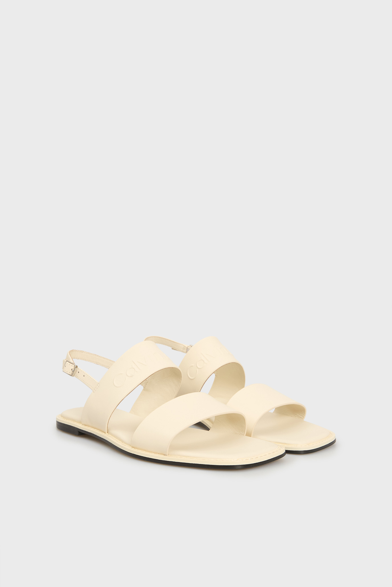 Женские белые кожаные сандалии FLAT SANDAL - HE 3