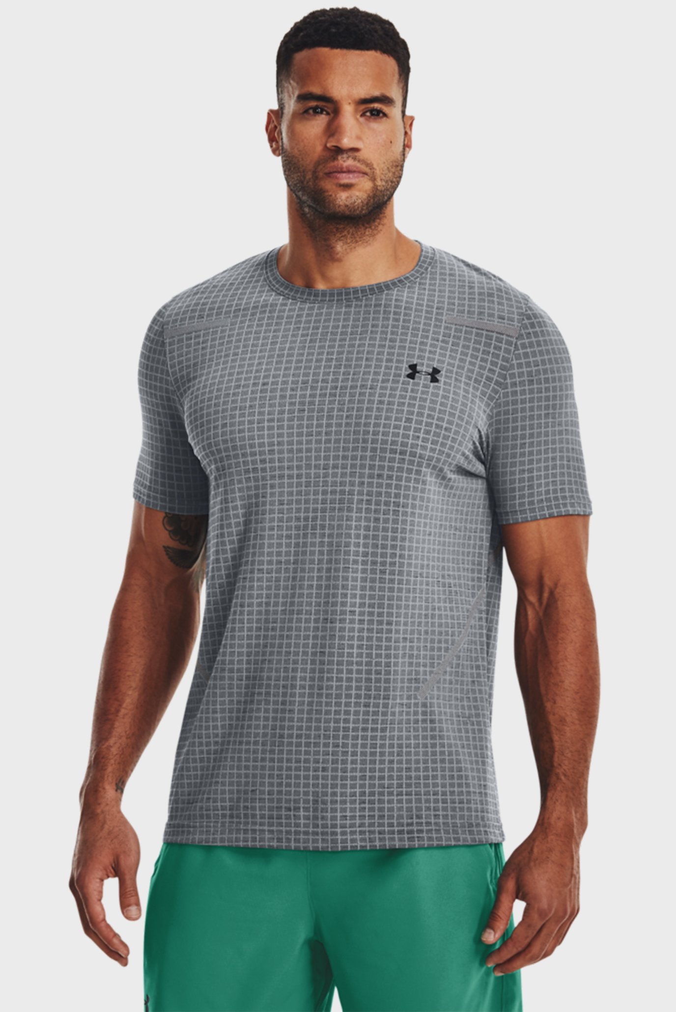 Мужская серая футболка в клетку UA Seamless Grid SS 1