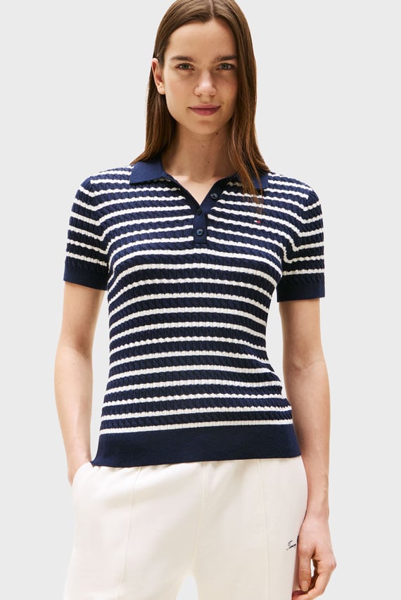 Поло CO CABLE POLO-NK SS SWEATER