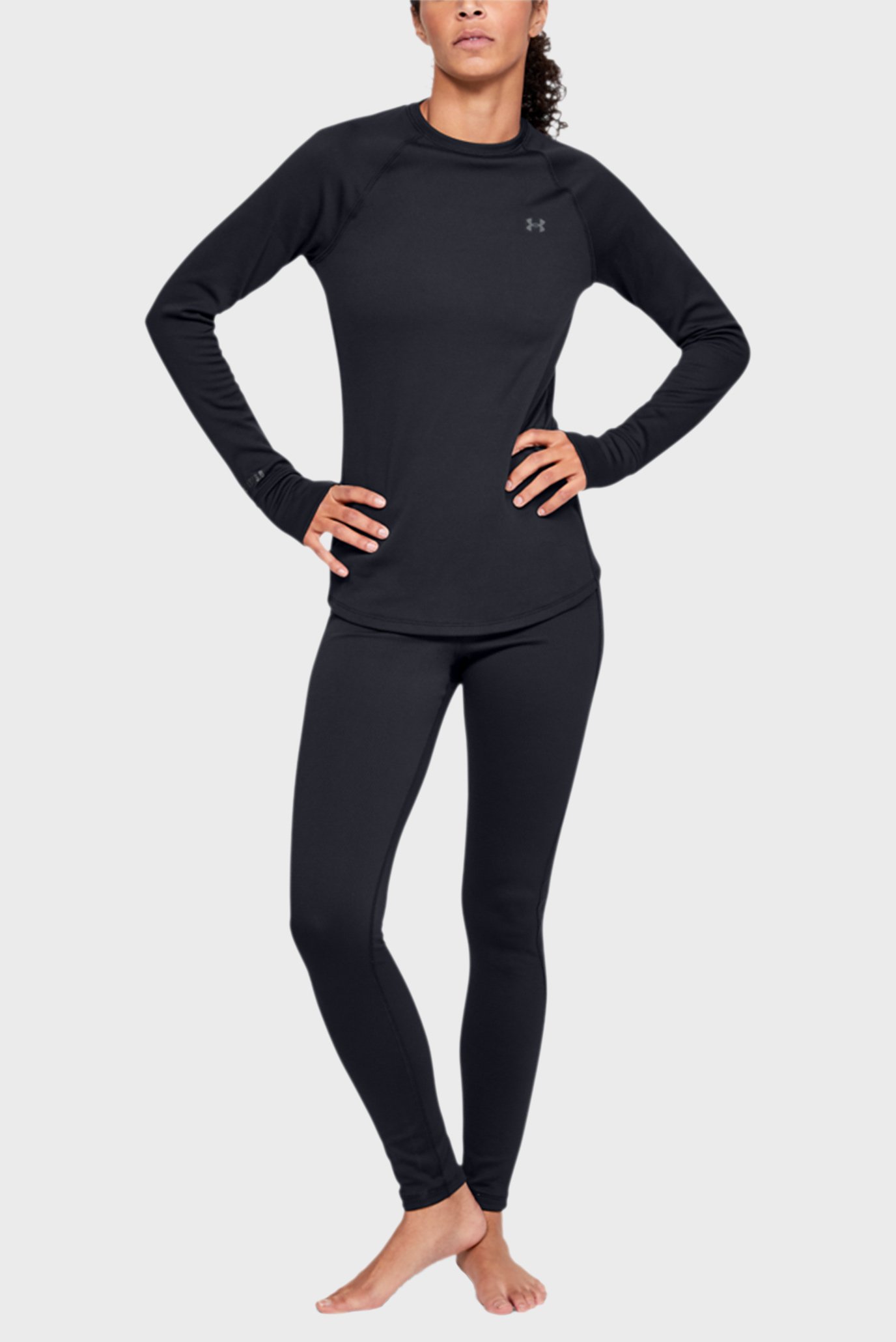 Женский черный лонгслив UA Base Crew 3.0 9