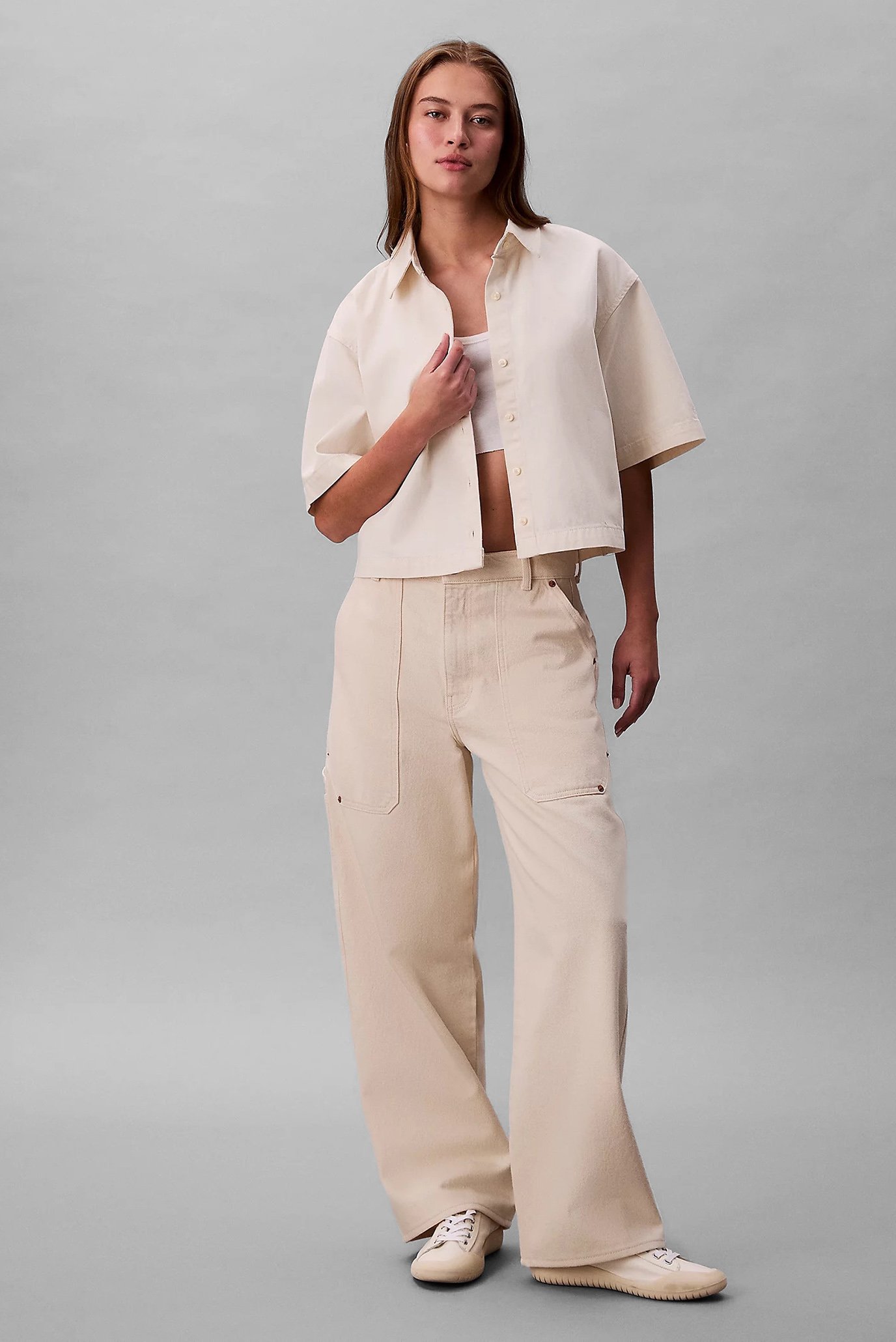 Рубашка SS DENIM SHIRT CHALK WHITECalvin Klein Jeans Рубашка SS DENIM SHIRT CHALK WHITE 3