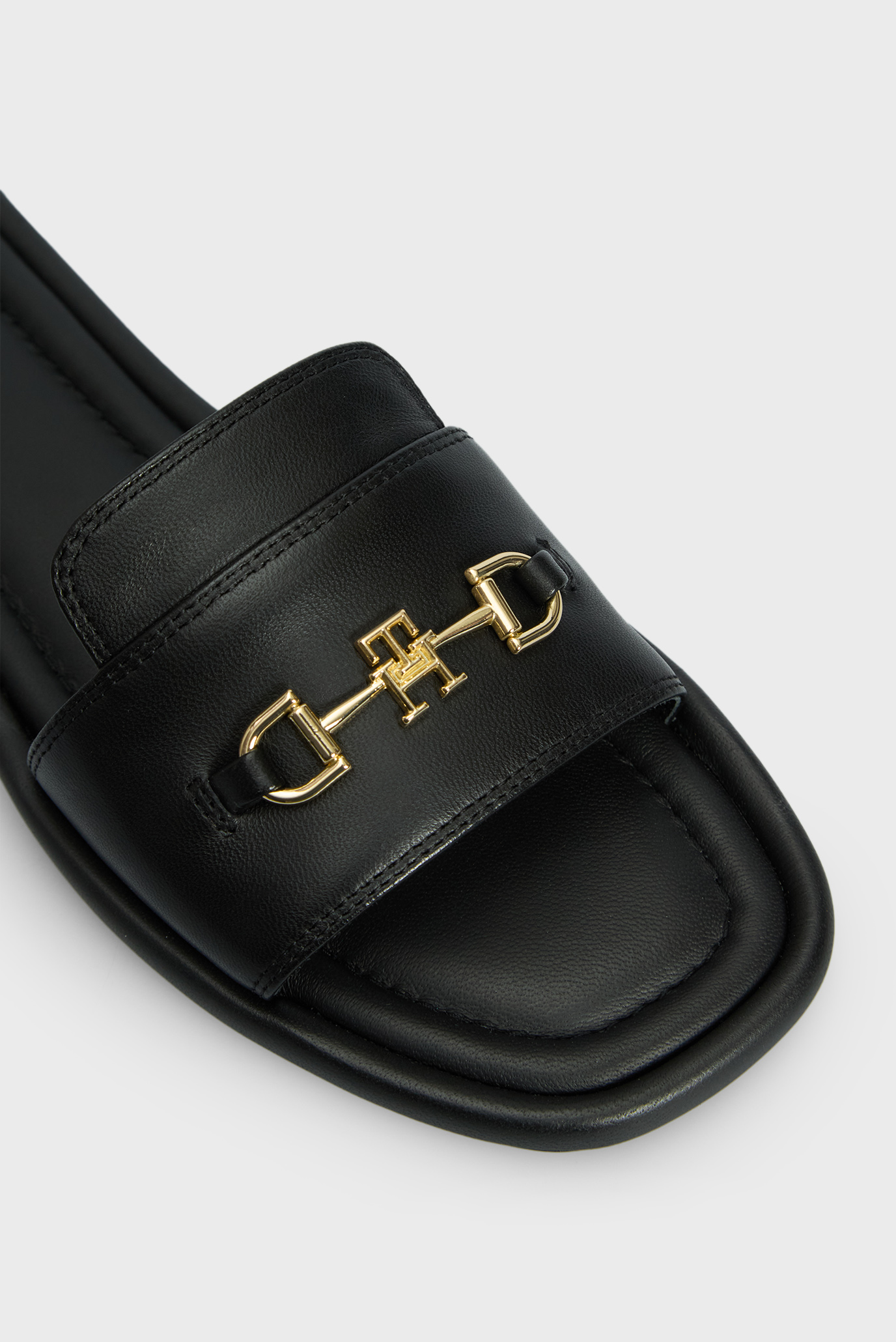 Женские черные кожаные слайдеры LEATHER HORSEBIT MULE 2