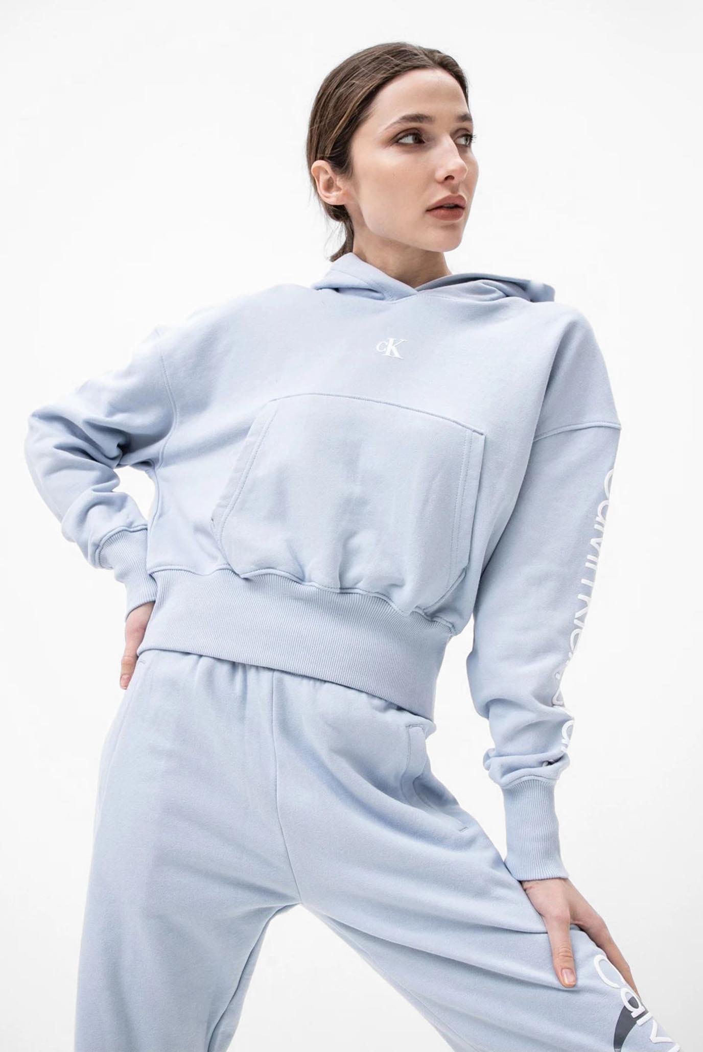 Женское голубое худи BACK TWO TONE MONOGRAM Calvin Klein Jeans Женское голубое худи BACK TWO TONE MONOGRAM 4