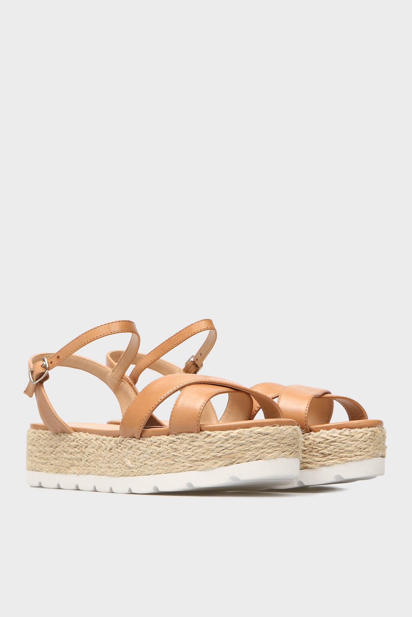 Женские бежевые кожаные сандалии 7