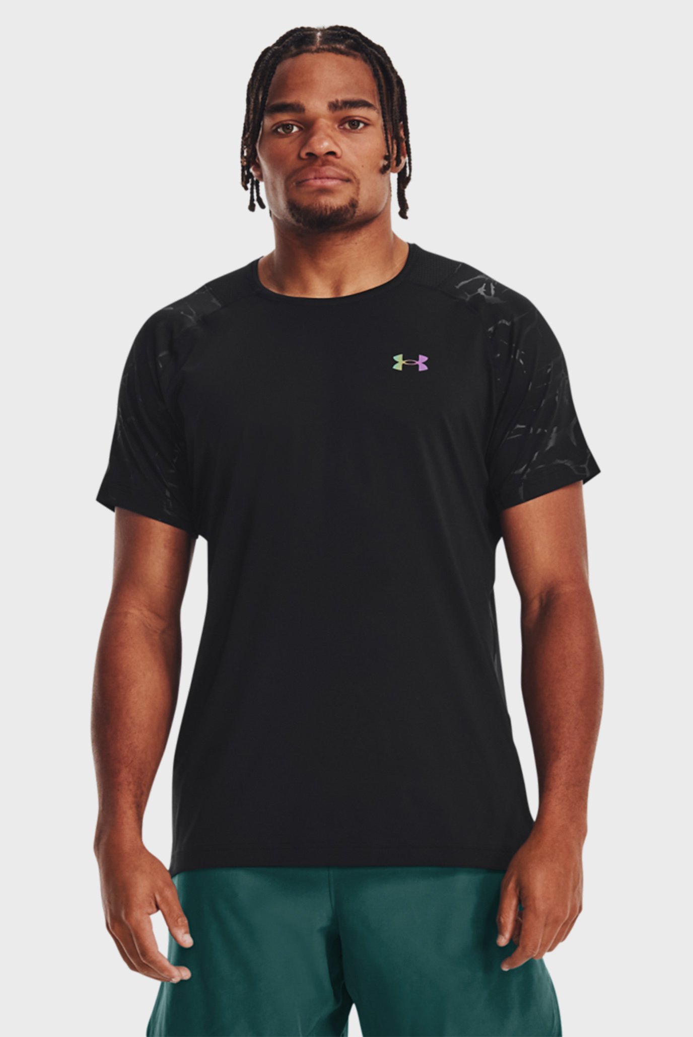 Мужская черная футболка UA Rush Emboss SS 1