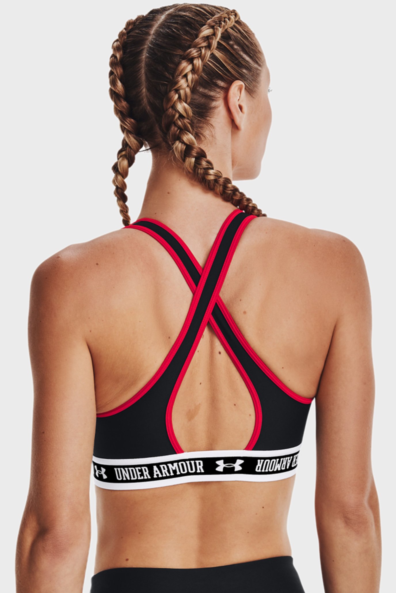 Женский черный спортивный топ UA Crossback Mid Block SPUnder Armour Женский черный спортивный топ UA Crossback Mid Block SP 7