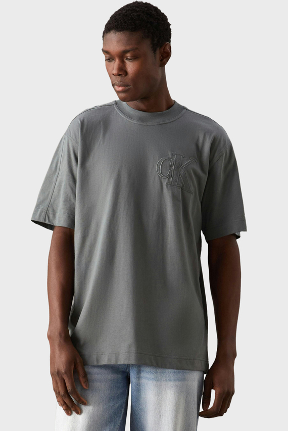 Мужская серая футболка CK APPLIQUE TEE