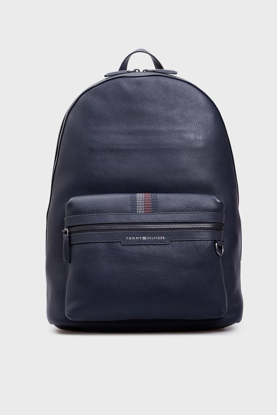 Мужской темно-синий кожаный рюкзак TH CASUAL LEATHER BACKPAC