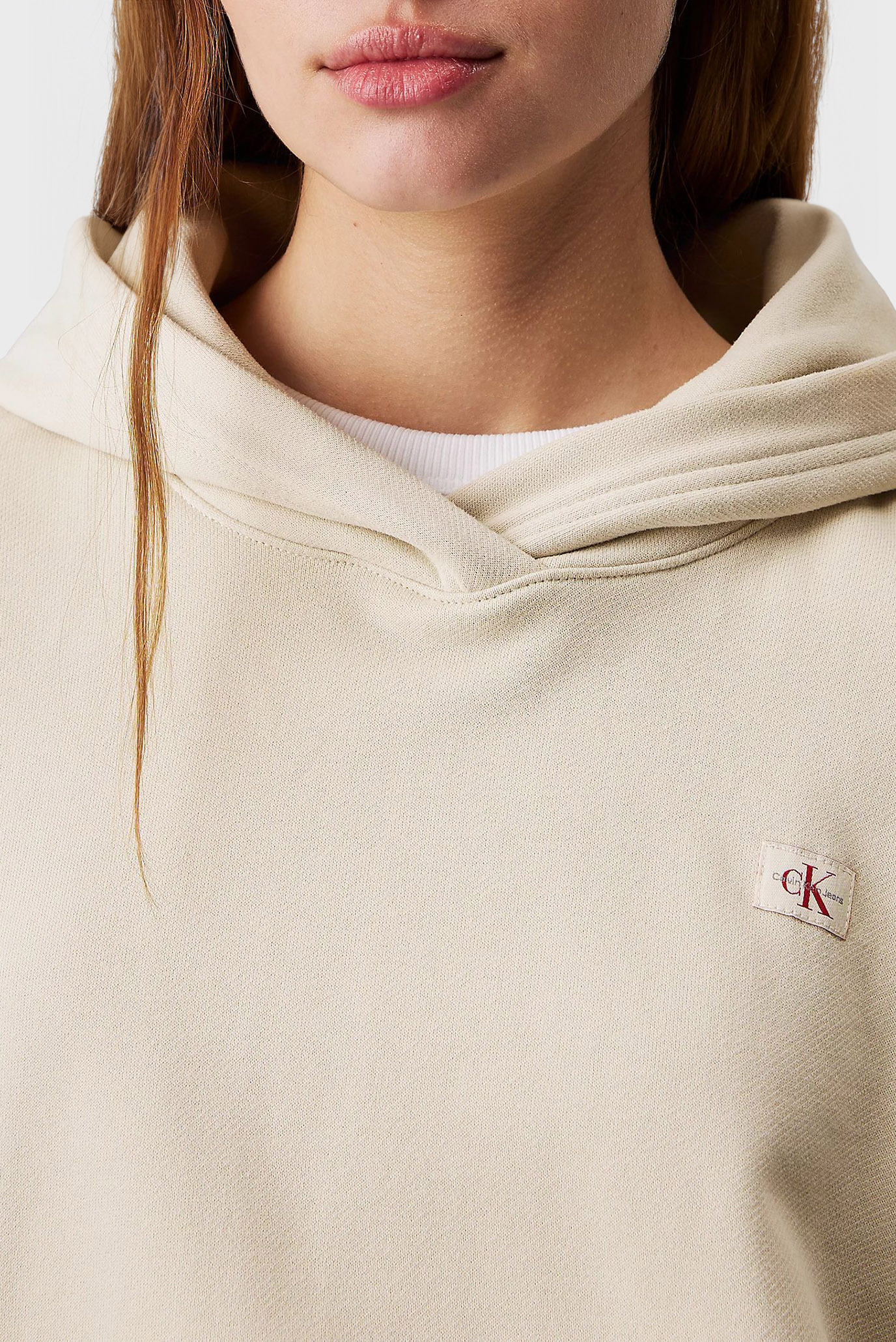 Женское бежевое худи WOVEN LABEL PEACHED 4