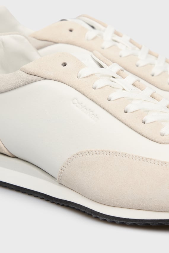 Женские белые кожаные кроссовки RUNNER LACE UP - LTH SUE MIX