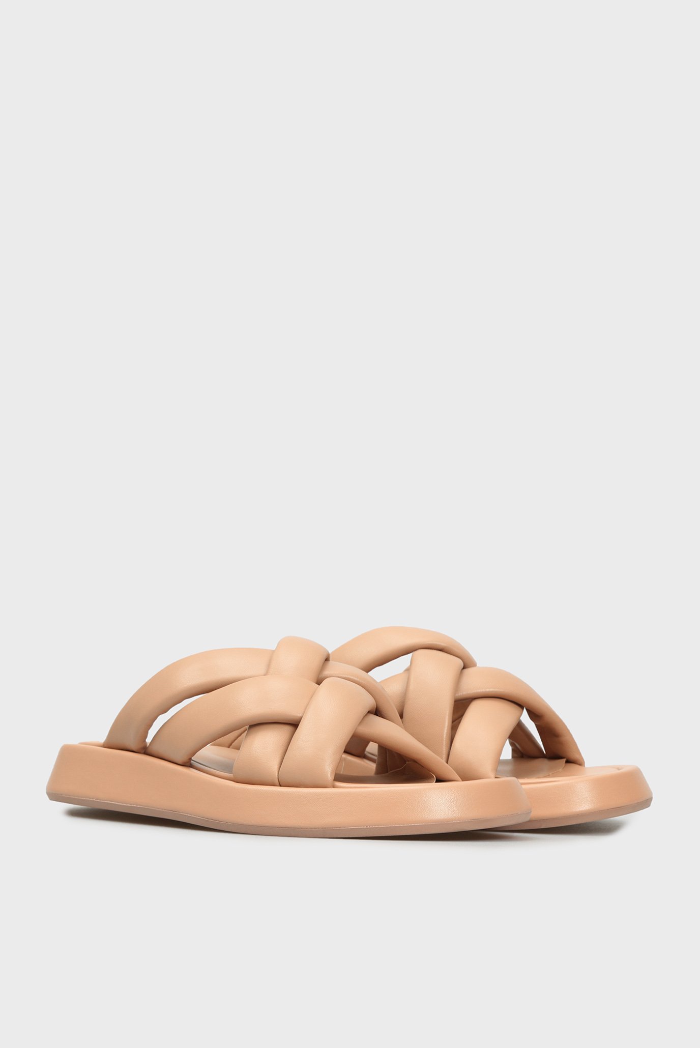 Женские бежевые кожаные слайдеры Campania 3