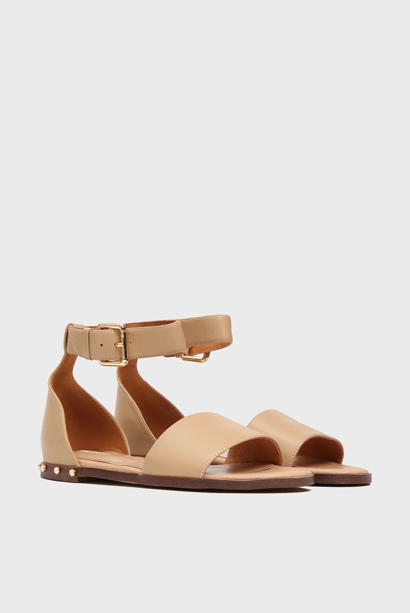 Женские бежевые кожаные сандалии 2