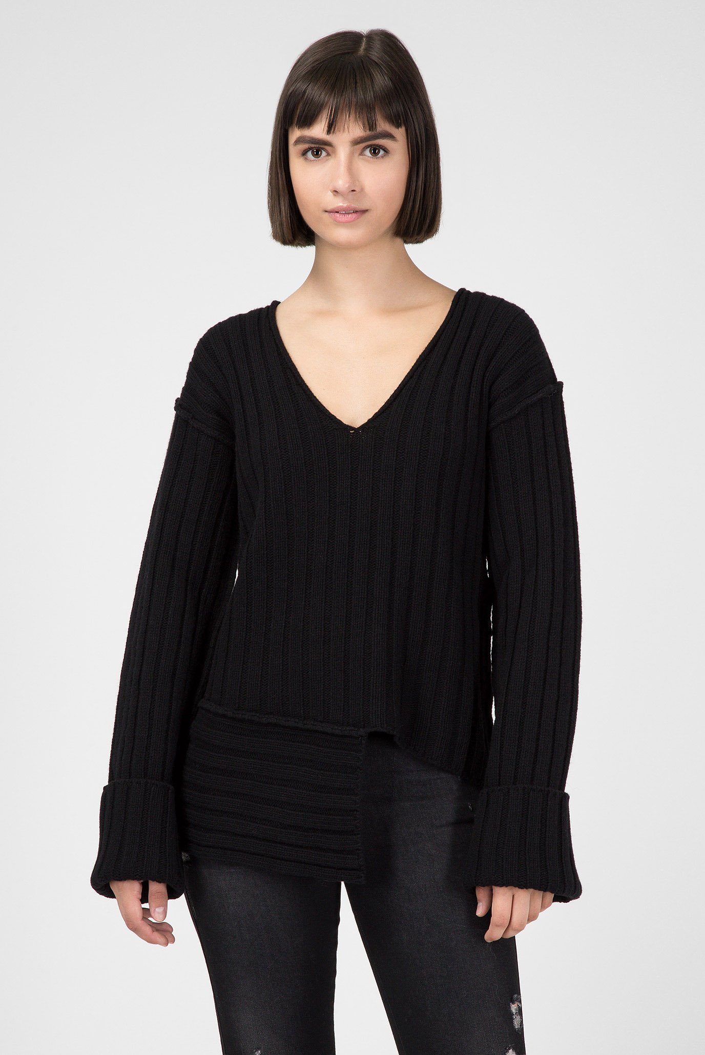 Женский черный пуловер 6