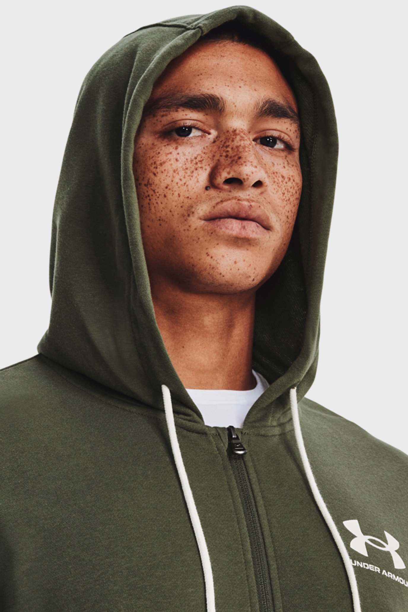 Мужское зеленое худи UA Rival Terry LC FZUnder Armour Мужское зеленое худи UA Rival Terry LC FZ 11