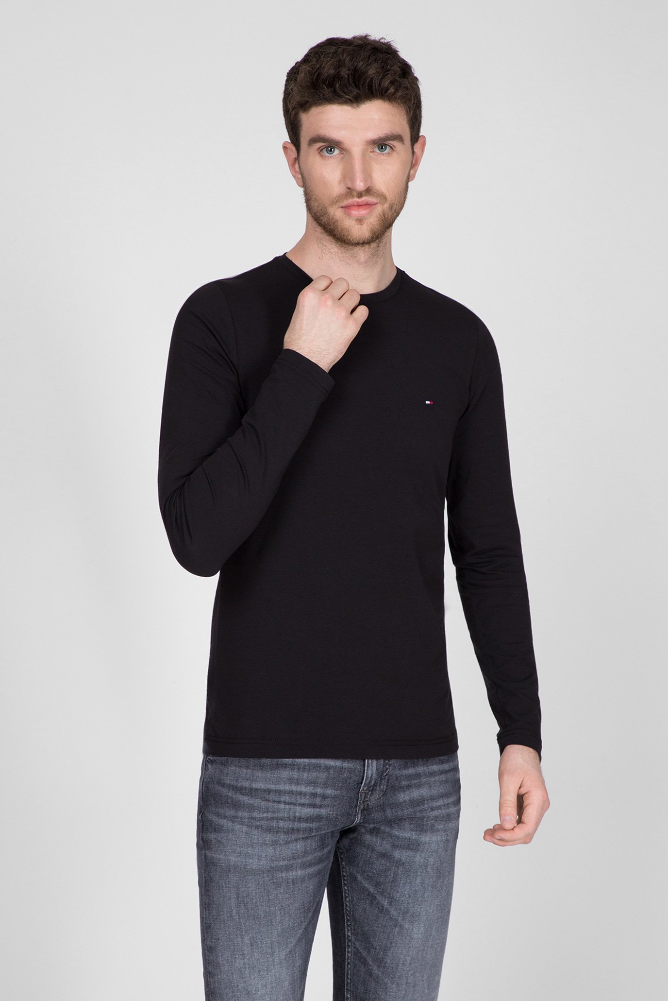 Мужской черный лонгслив STRETCH SLIM FIT LONG SLEEVE TEE 6