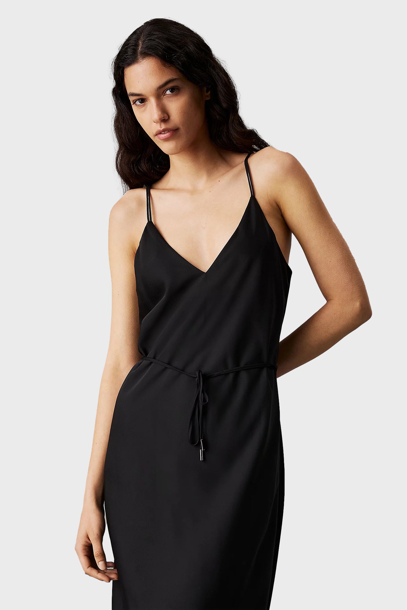 Женское черное платье RECYCLED CDC MIDI SLIP 3