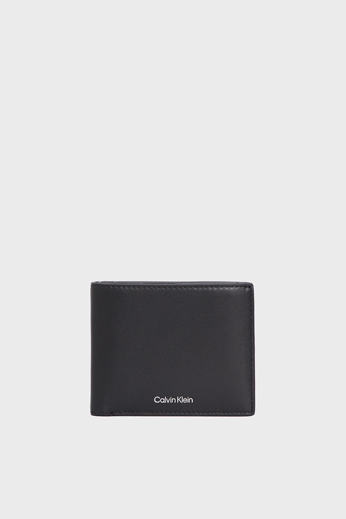 Мужской черный кожаный кошелек CK SLEEK BIFOLD 5CC W COIN 1