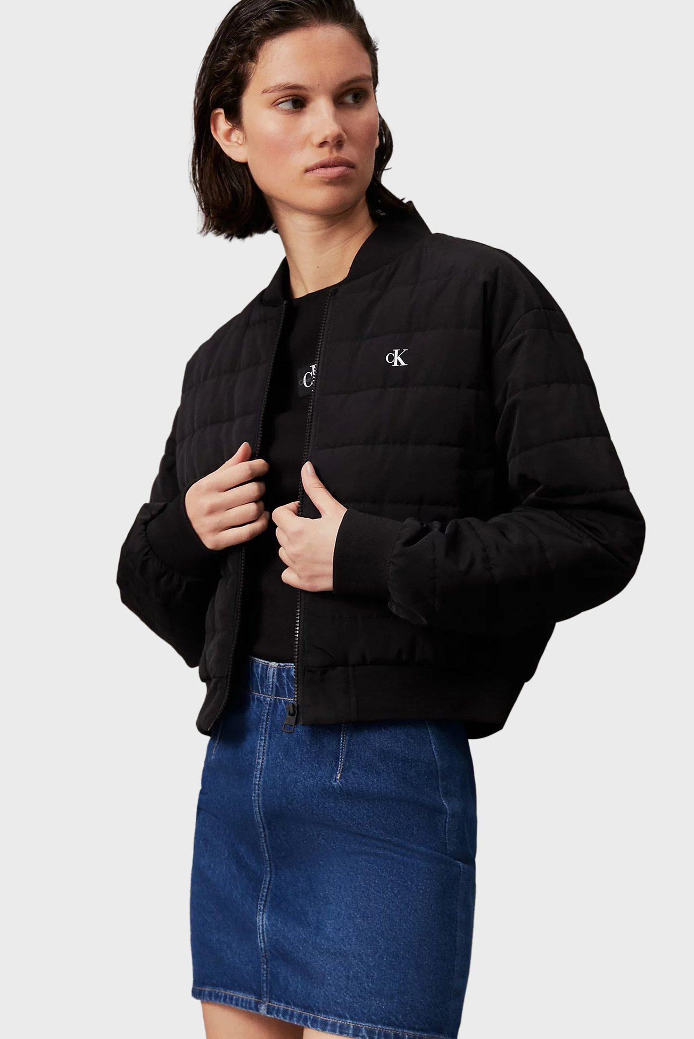 Женский черный бомбер QUILTED BOMBER 4