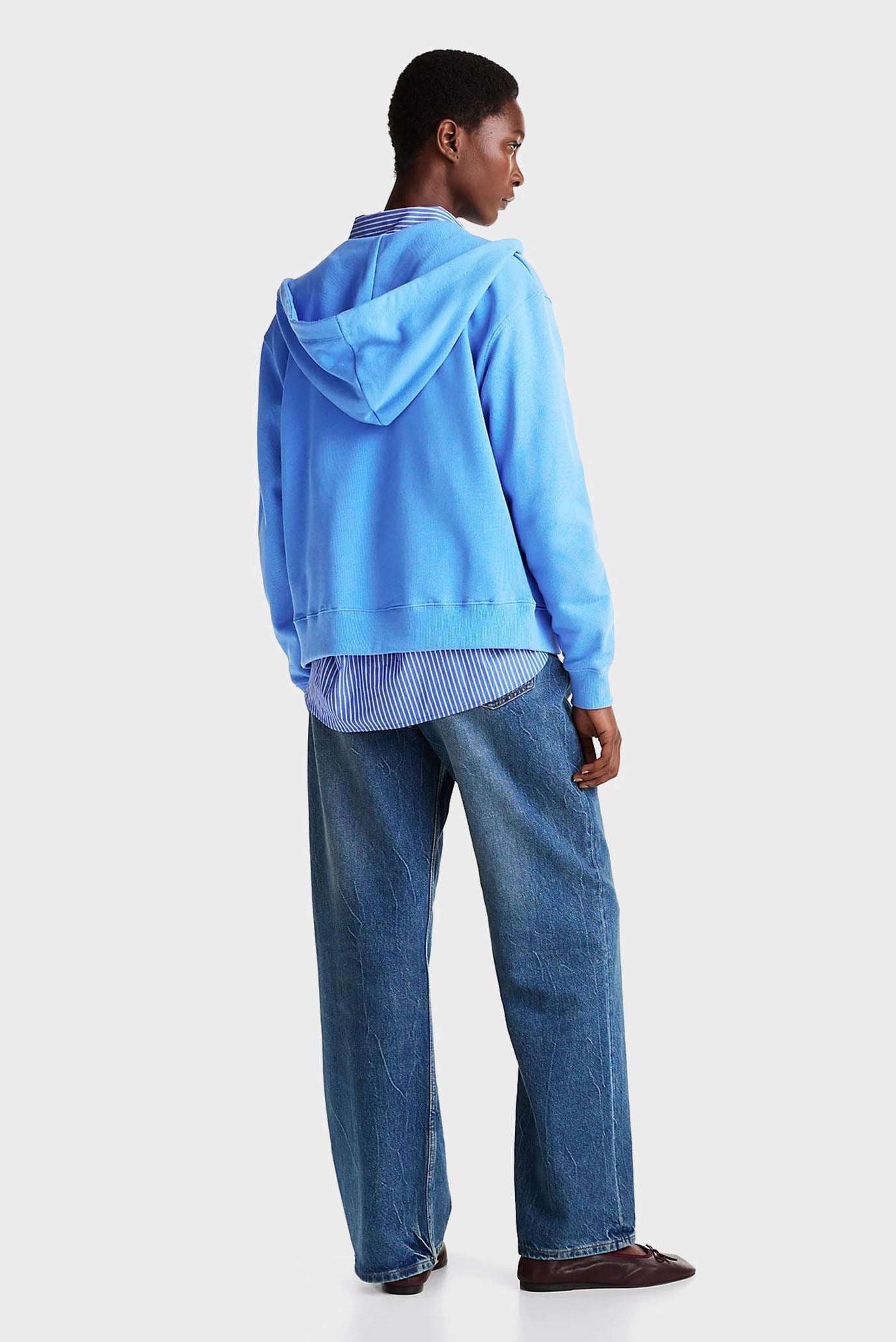 Женское голубое худи REG VARSITY ZIP HOODIE 3
