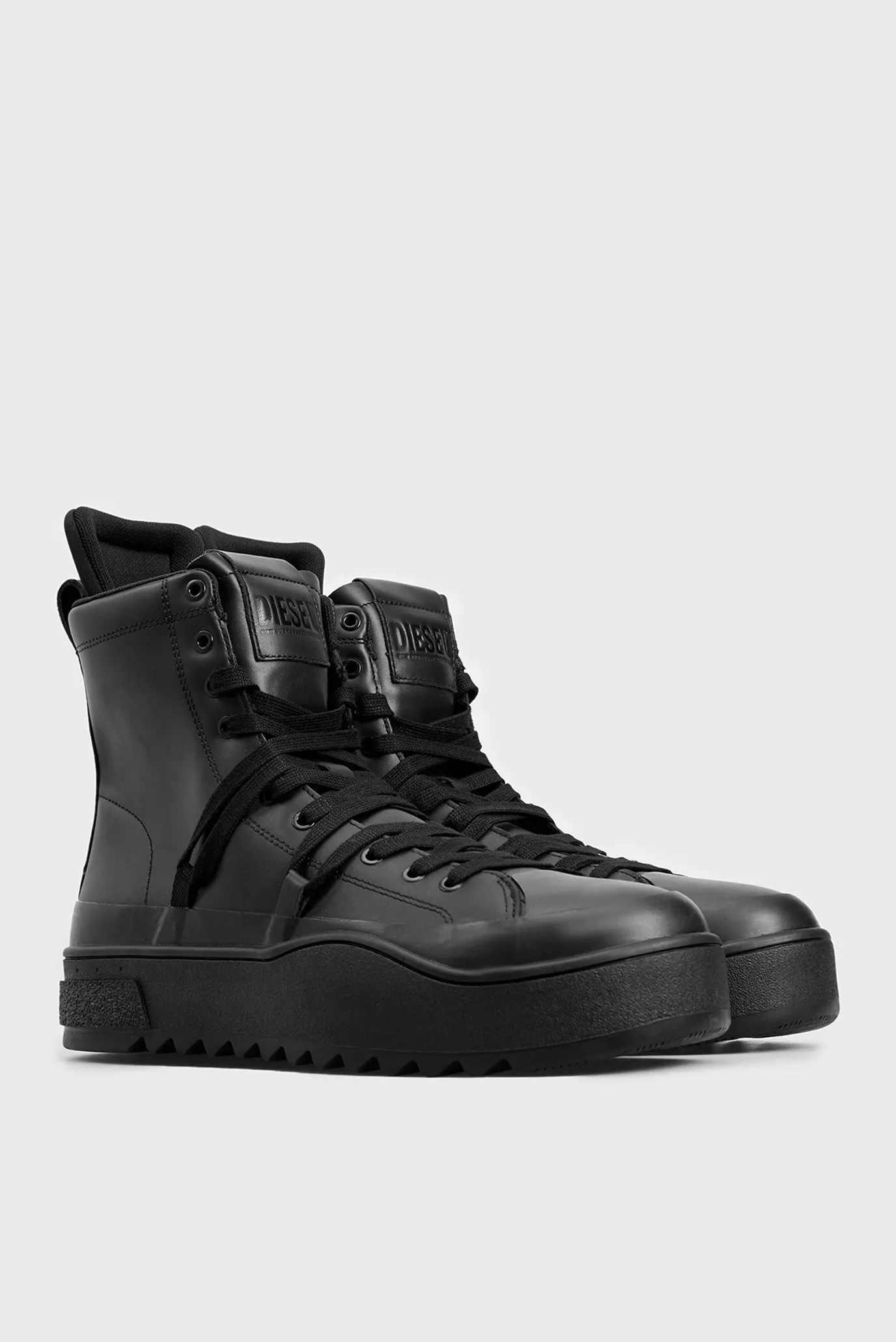 Мужские черные кожаные хайтопы 10