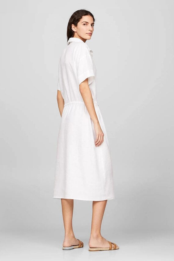 Женское белое льняное платье LINEN SS MIDI SHIRT DRESS