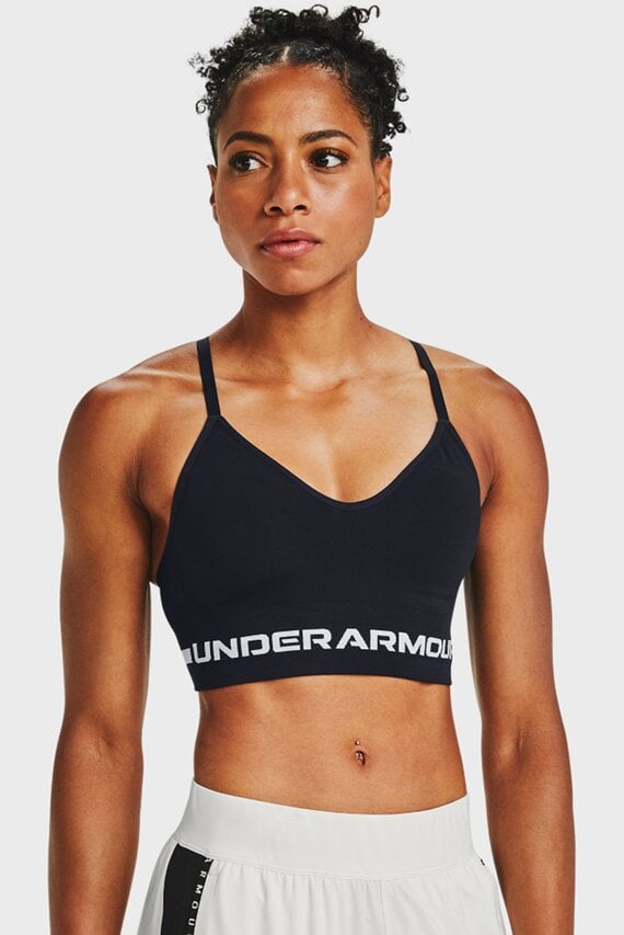 Женский черный топ UA Seamless Low Long Bra