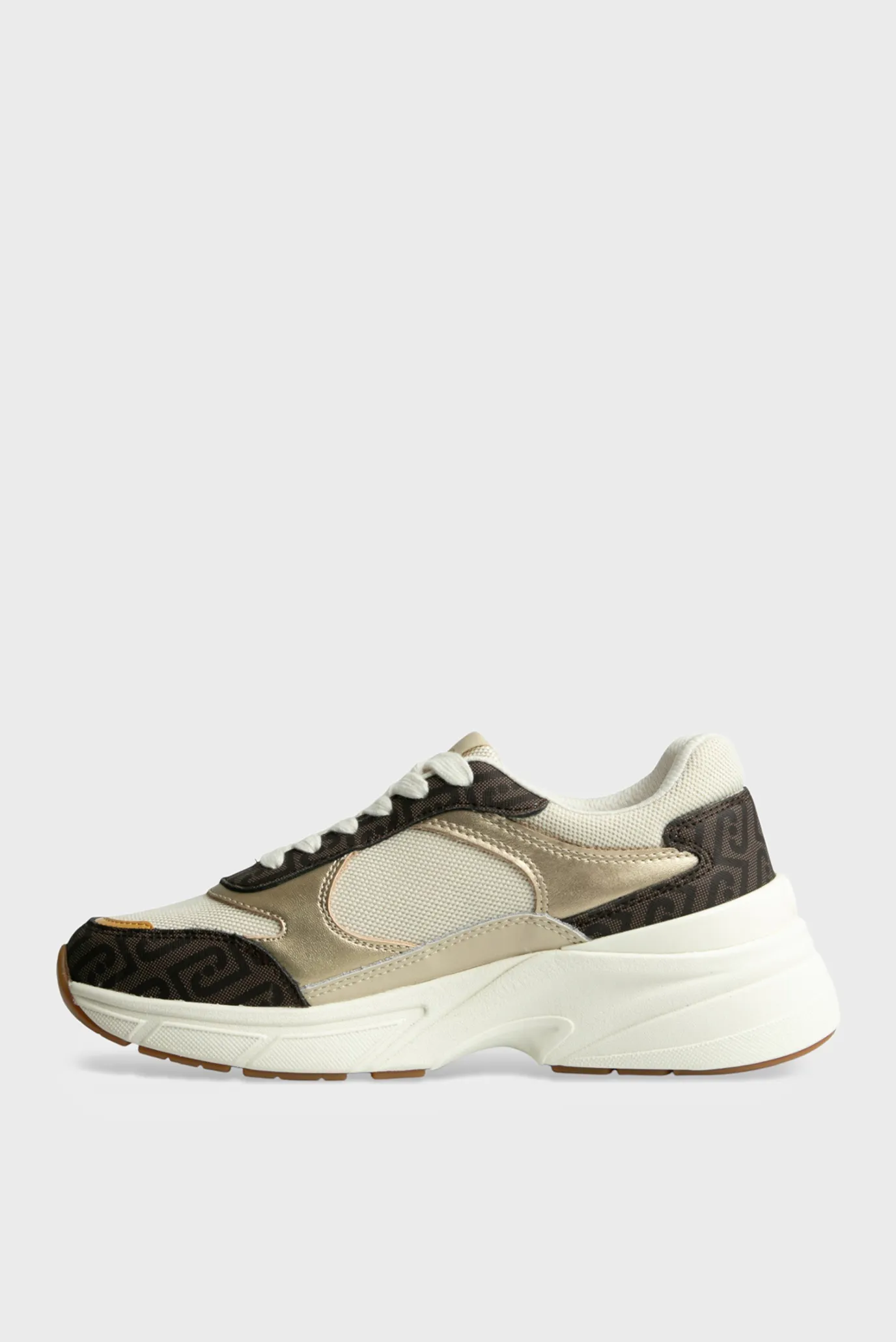 Кроссовки LJ01 01 - SNEAKER PRINTED LEATHER CANV BROWN NATURAL 2