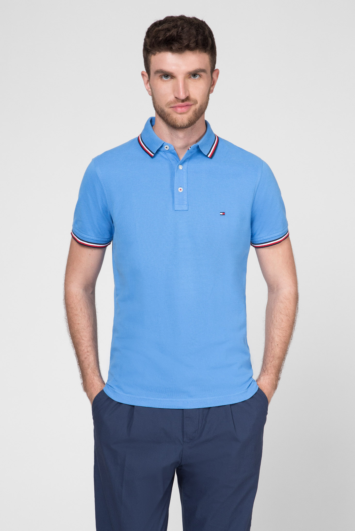Мужское голубое поло TOMMY 6