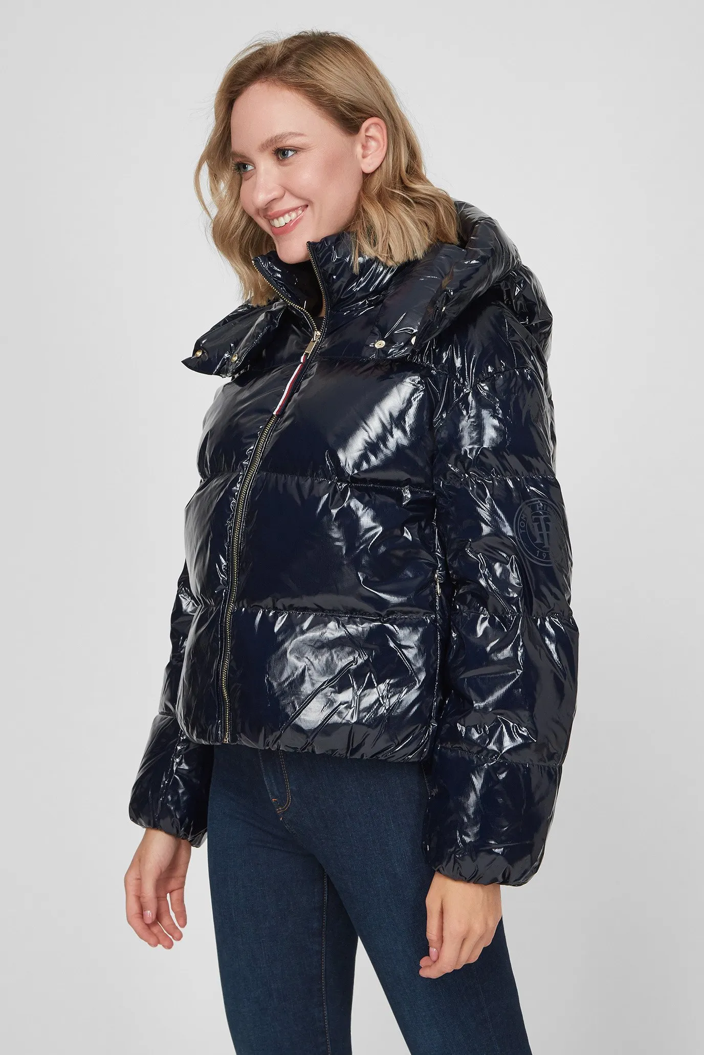 Женский темно-синий пуховик GLOSSY DOWN PUFFER 8