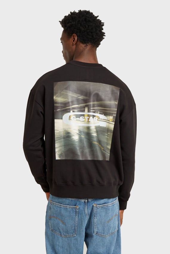 Мужской черный свитшот Photo back print loose