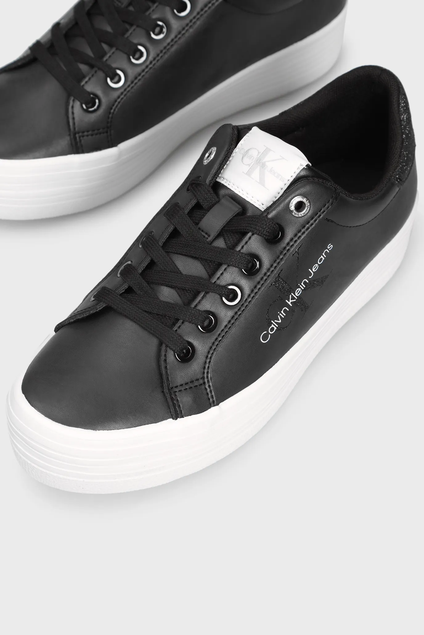 Женские черные кожаные сникеры VULCANIZED FLATFORM 8