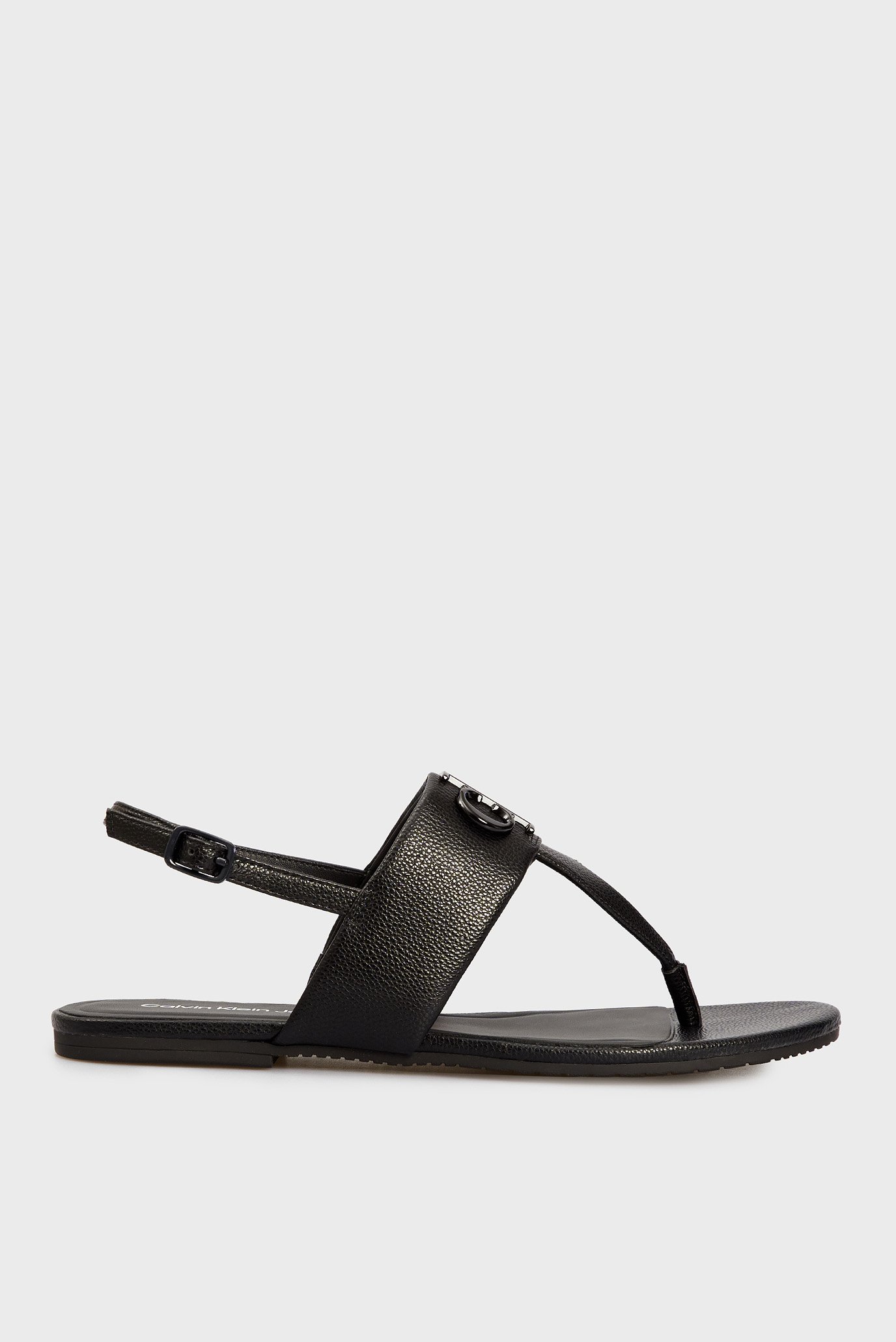 Женские черные кожаные сандалии FLAT 6