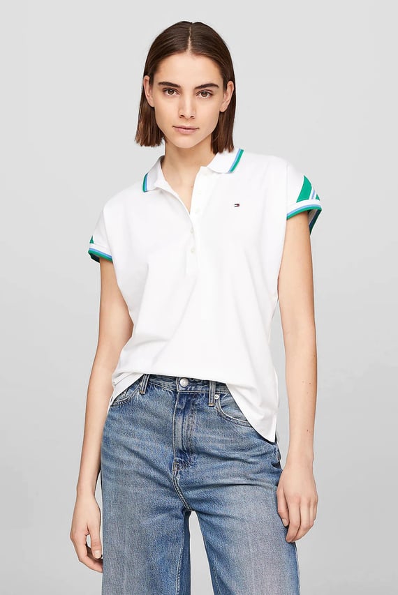 Поло REG STRIPE SLV POLO CAP SLEEVE