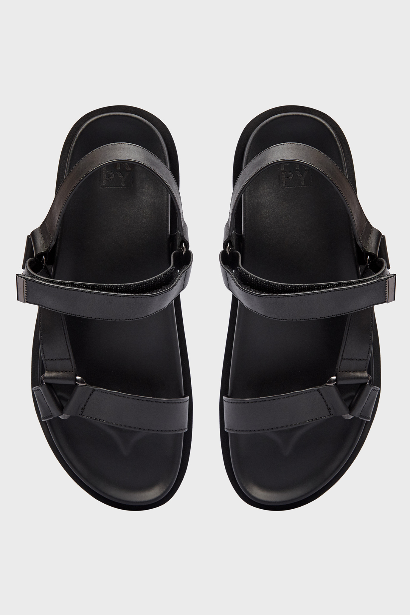 Мужские черные кожаные сандалии 9