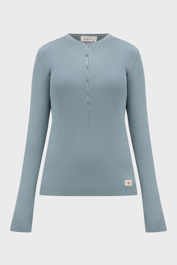 Женский голубой джемпер WOVEN LABEL HENLEY SWEATER