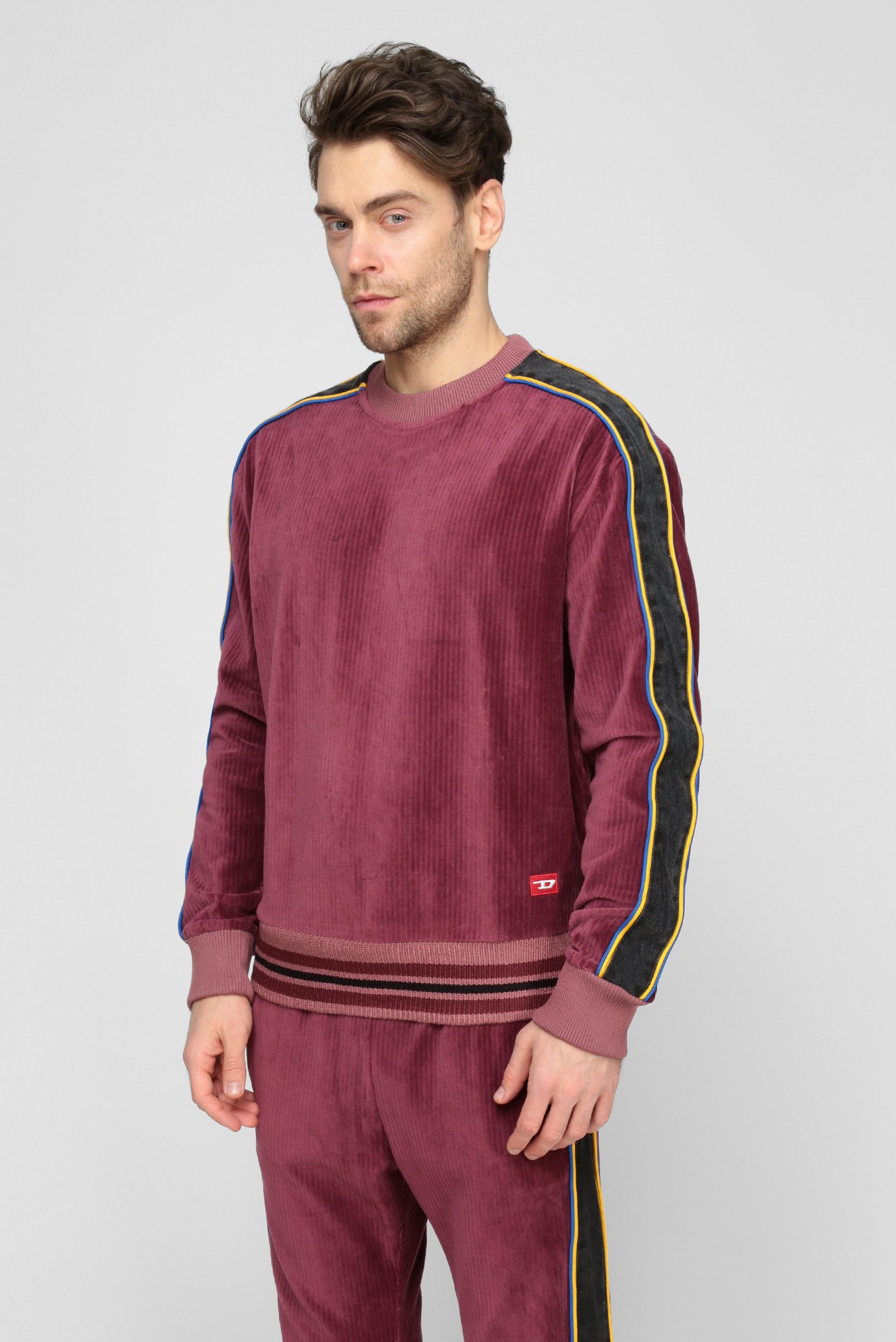 Мужской бордовый вельветовый свитшот MEYER 7
