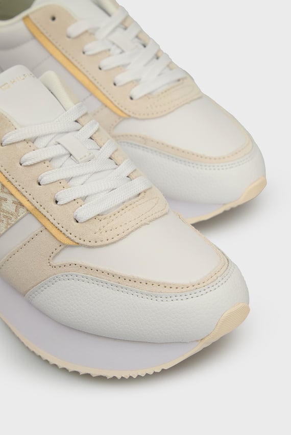 Женские белые кожаные кроссовки LUX MONOGRAM RUNNER