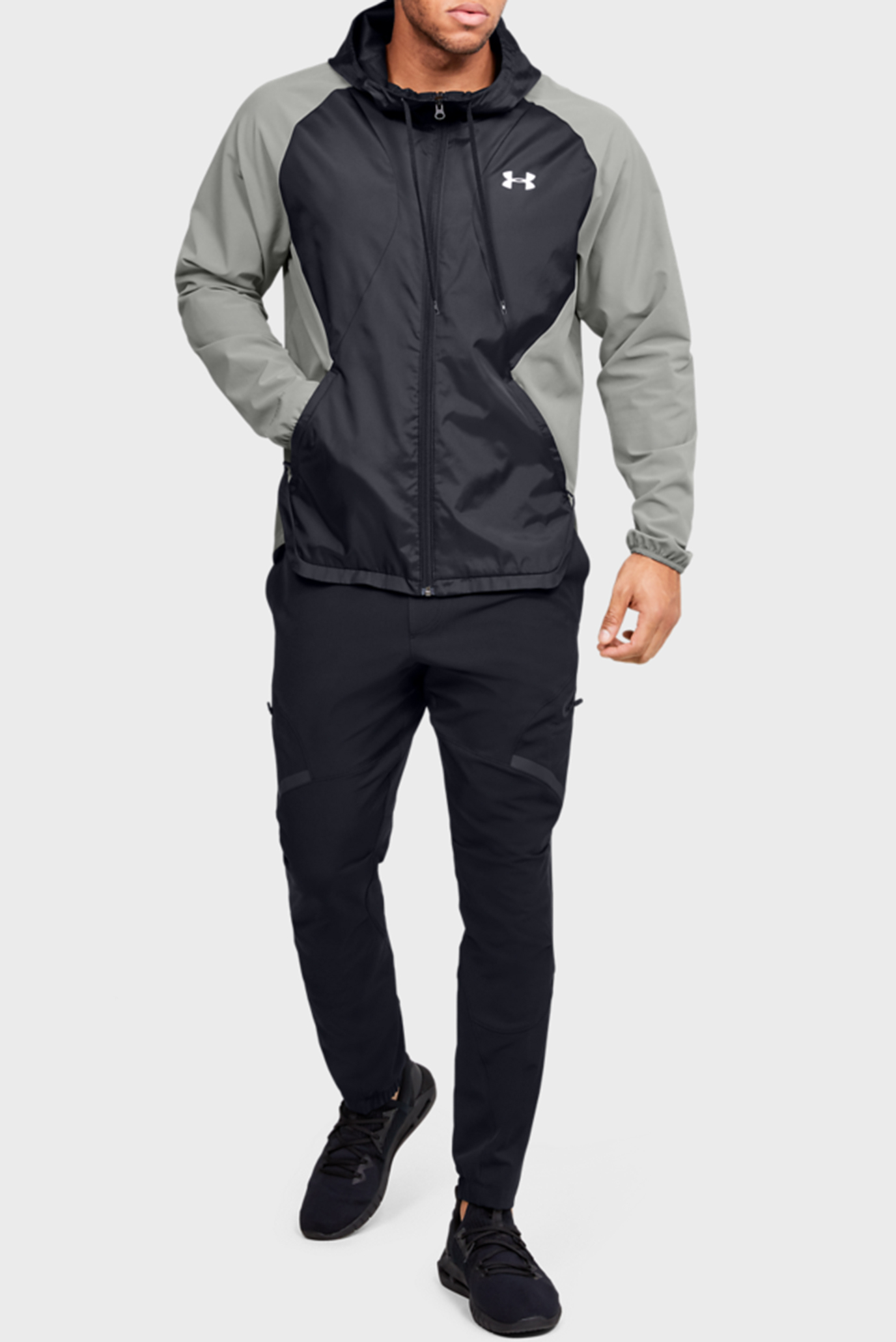 Мужская оливковая ветровка STRETCH-WOVEN HOODED JACKET Under