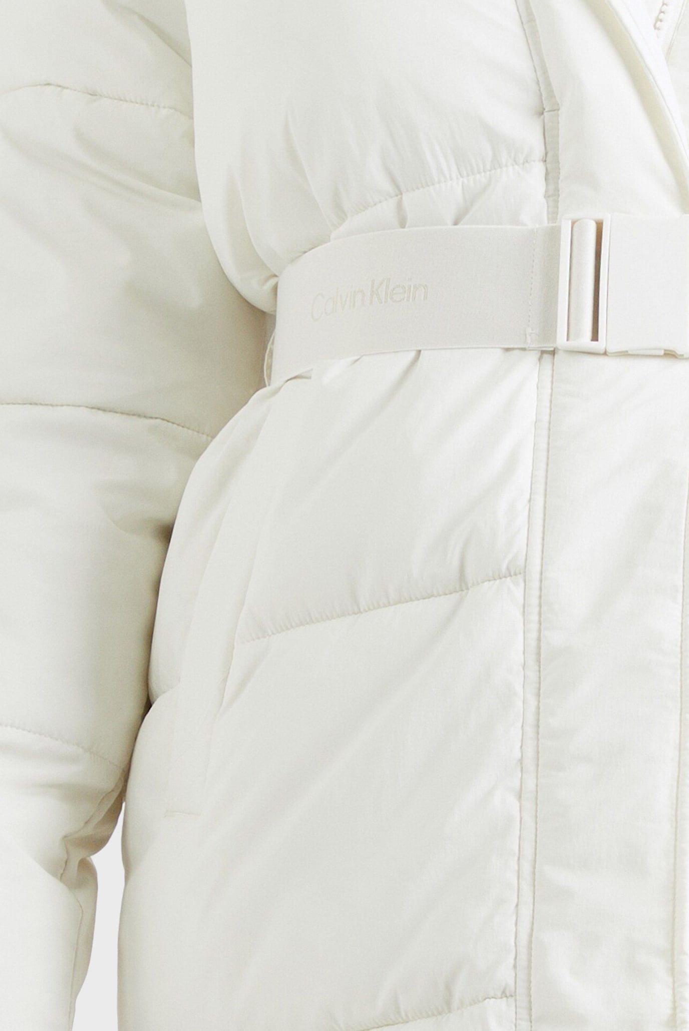 Женская белая куртка LOGO BELT LONG PUFFER 2