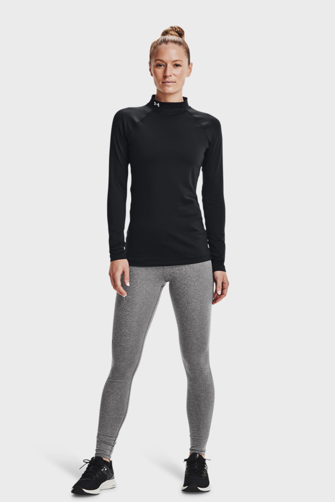 Женский черный лонгслив UA CG Authentics Mockneck-BLK 8