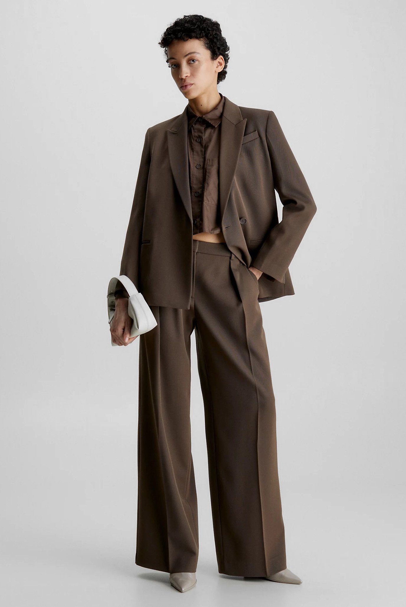 Женские коричневые брюки WOOL TWILL EXTRA WIDE LEG 2