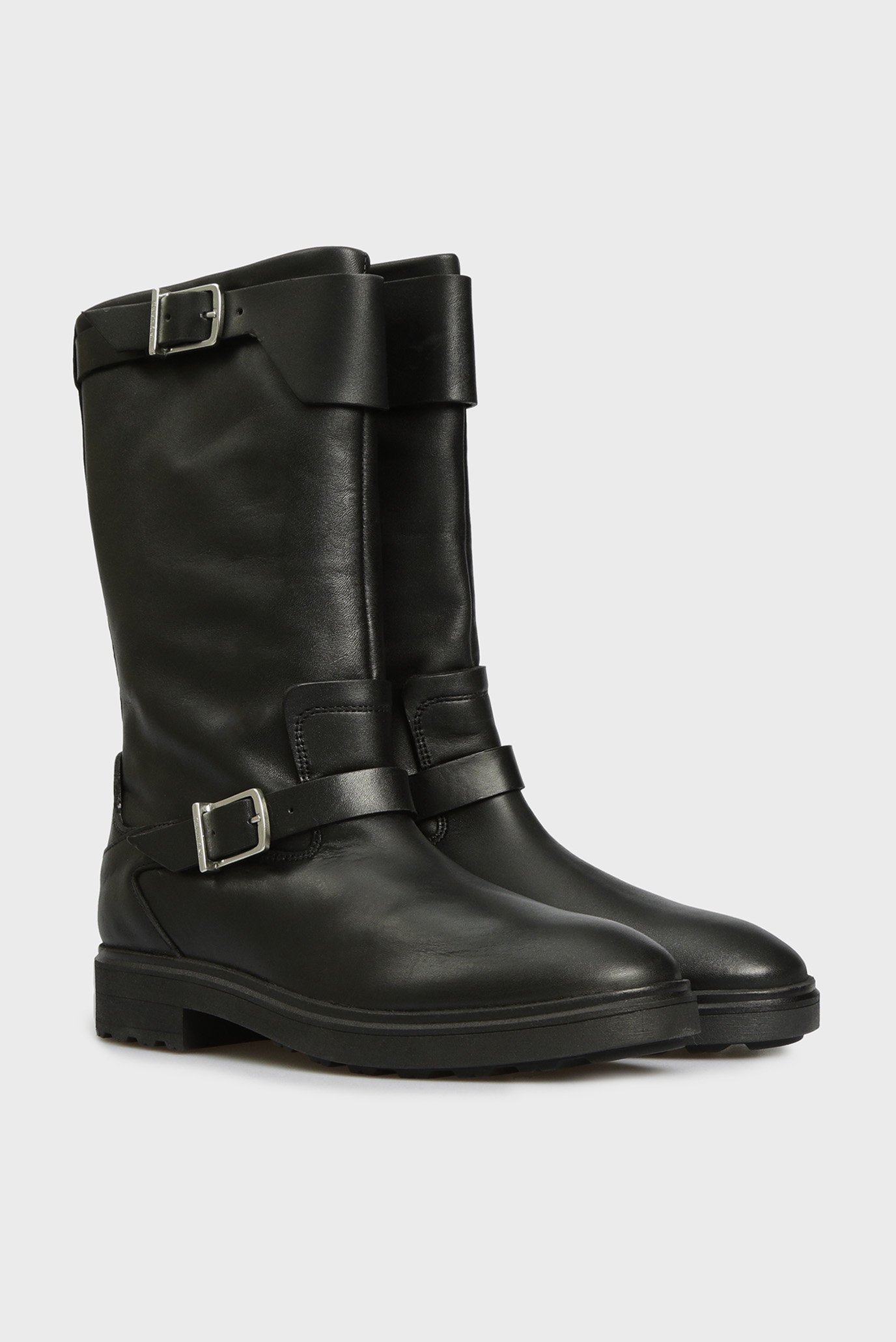 Женские черные кожаные сапоги 2