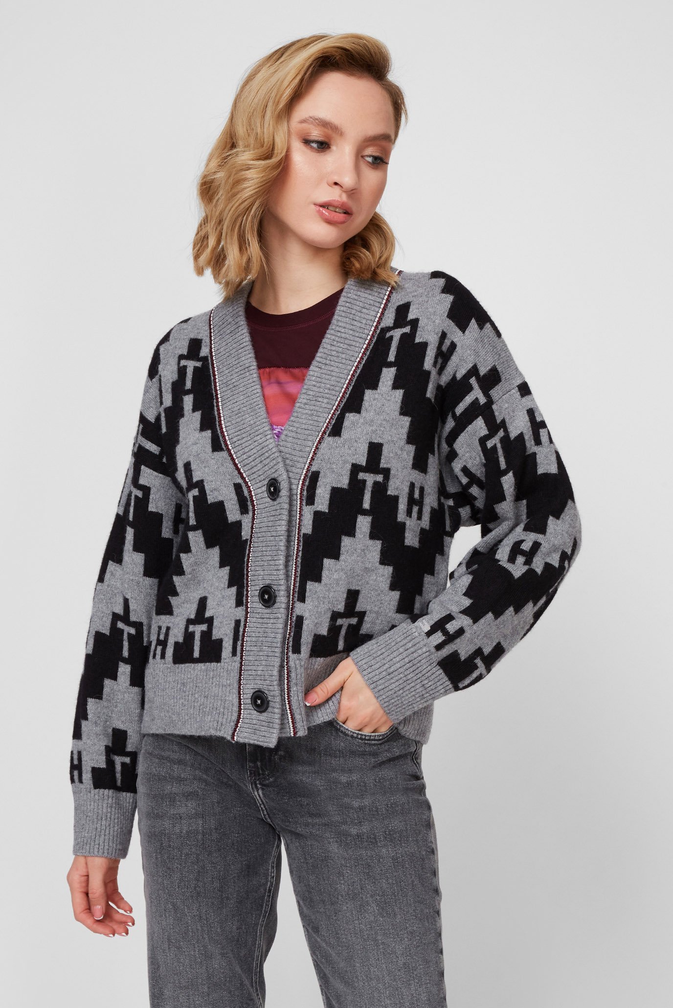 Женский серый кардиган ICON FAIR ISLE CARDITommy Hilfiger Женский серый кардиган ICON FAIR ISLE CARDI 10
