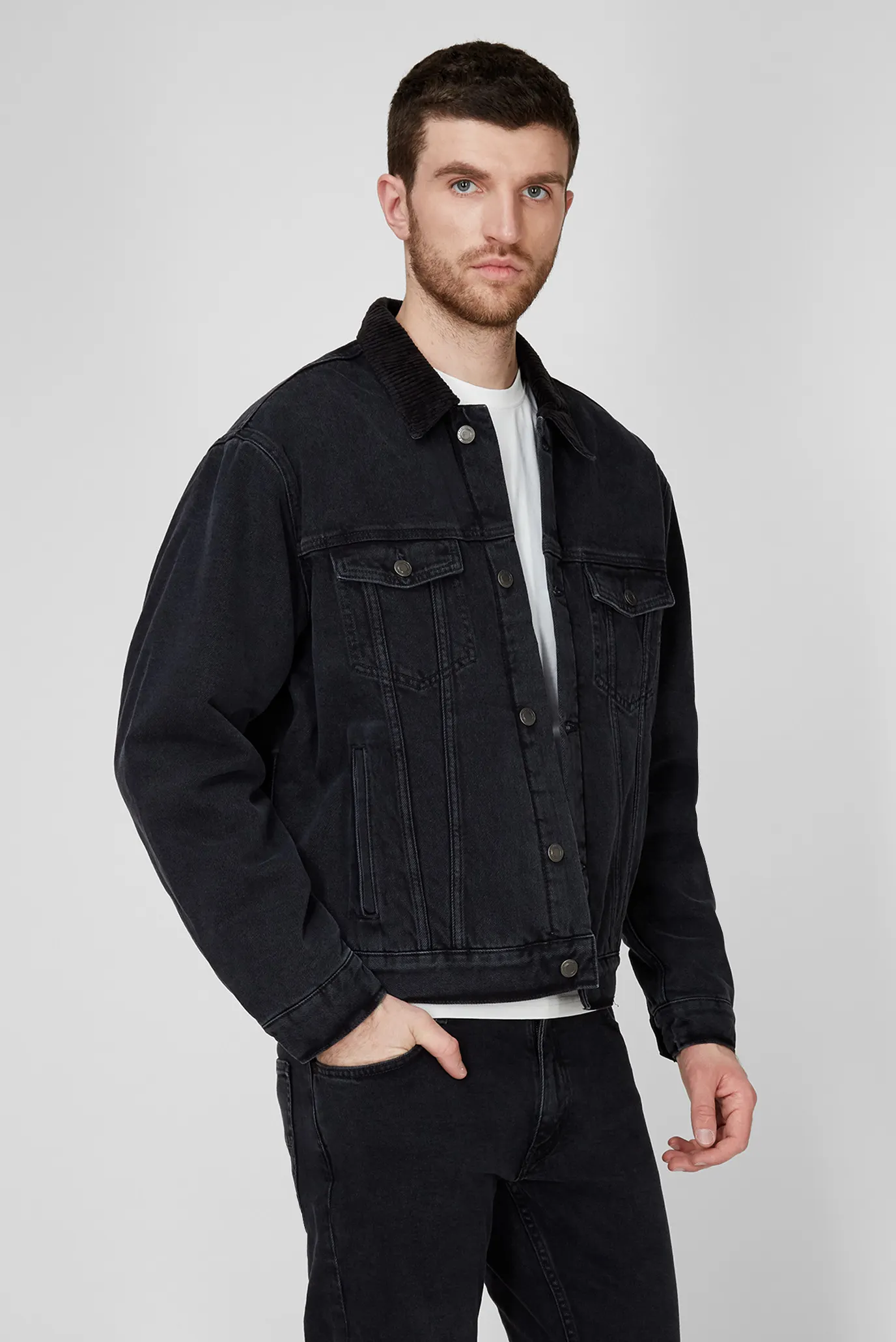 Мужская черная джинсовая куртка LEWIS HAMILTON 8