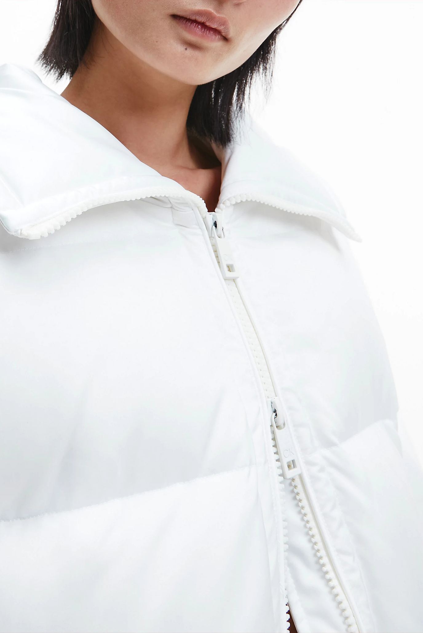 Женский белый пуховик LUX SATIN PUFFER COAT 7