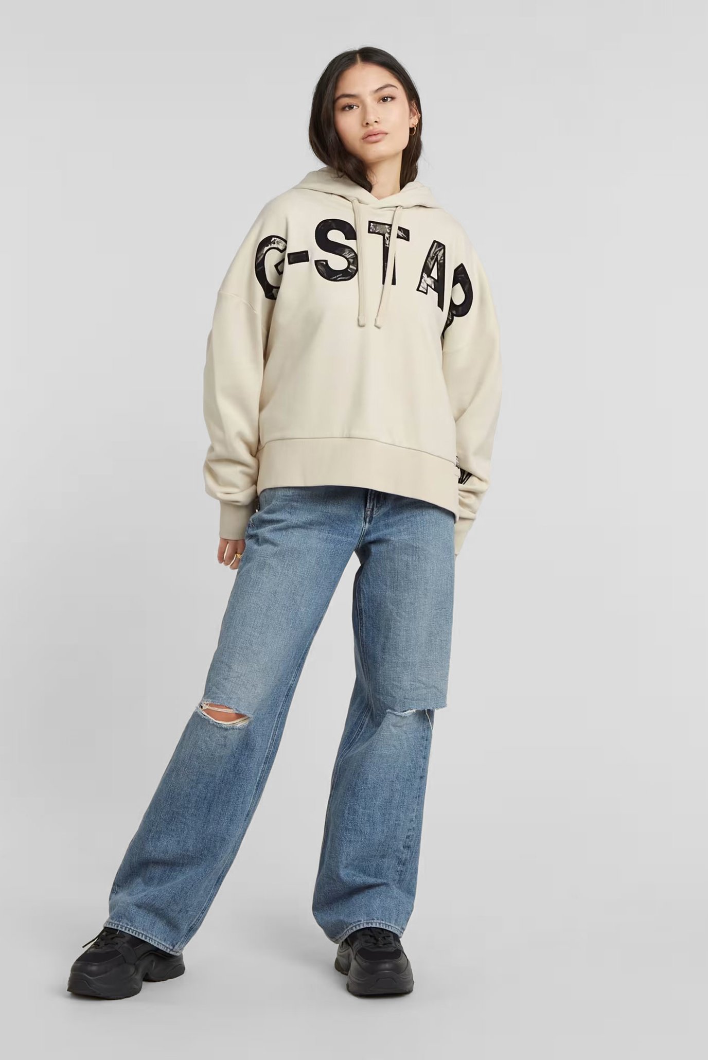 Женское белое худи Embro print ovs hdd sw wmn 2