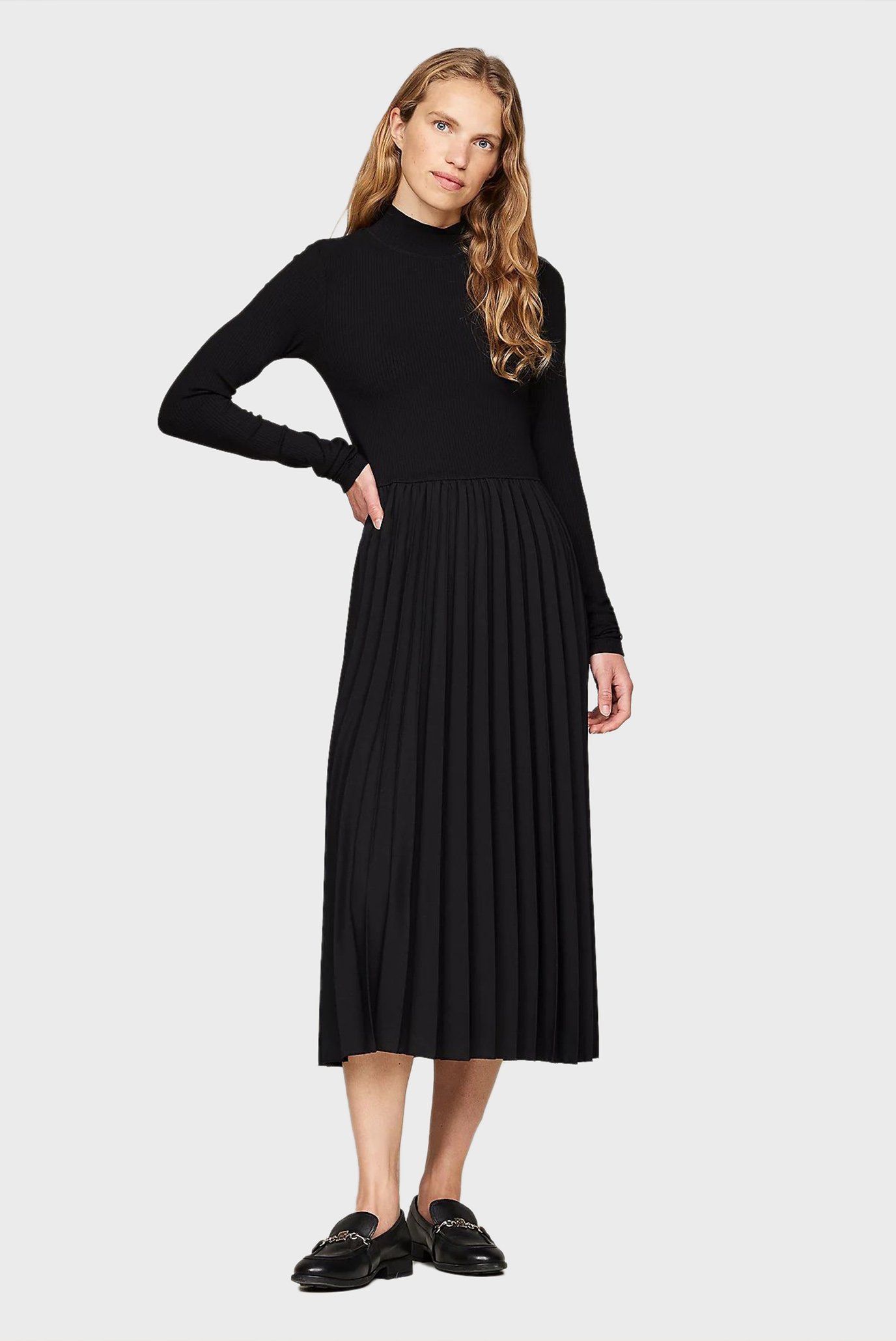 Платье/RIB MIX F&F PLEATED DRESS LS 1