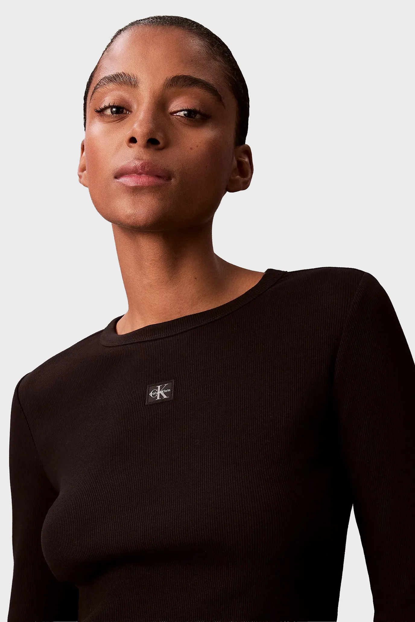 Лонгслив LS WOVEN LABEL 2X2 RIB CREW TOP 5