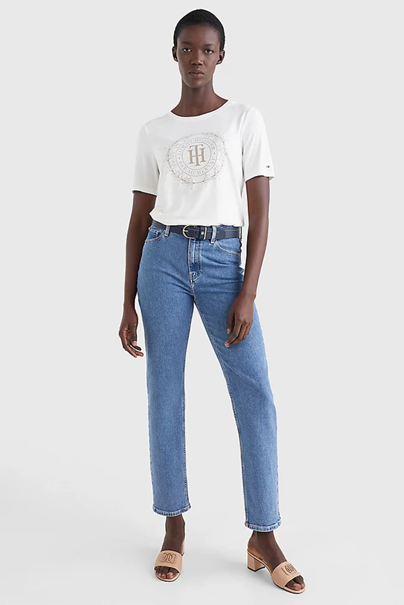 Женская белая футболка REG SUEDED TH CREST OPEN-NK TEE 4