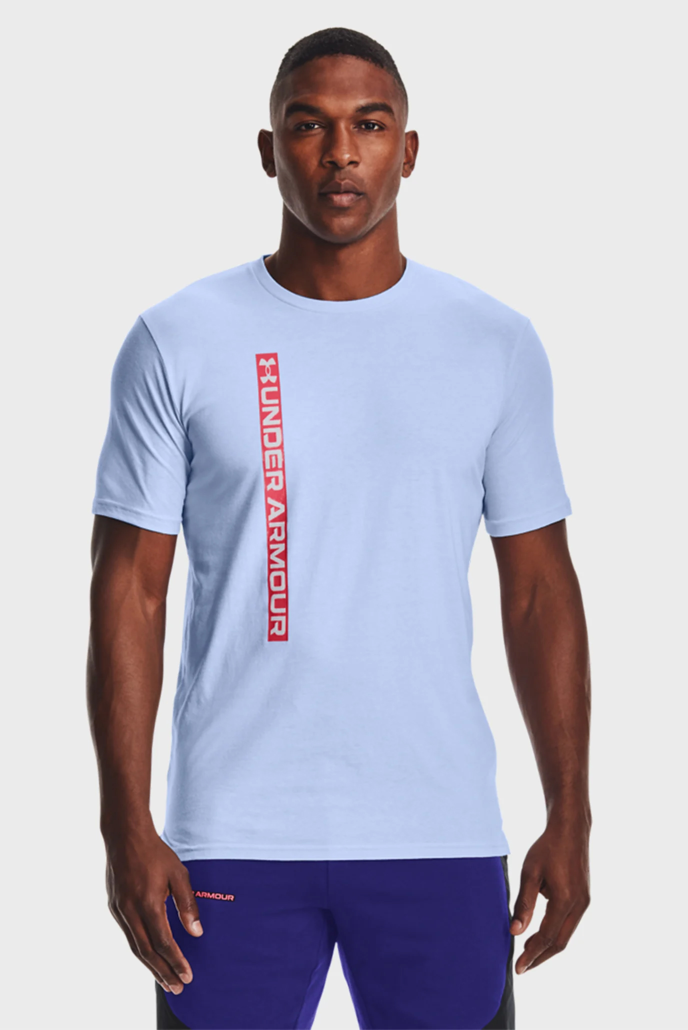 Мужская голубая футболка UA VERTICAL WORDMARK SS 1